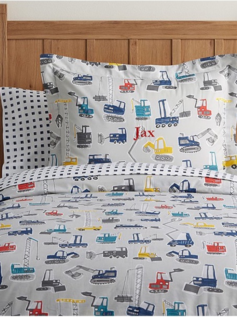 Pottery Barn Kids Jax Construction Site Duvet Cover + Sham (Twin, 100% Cotton)